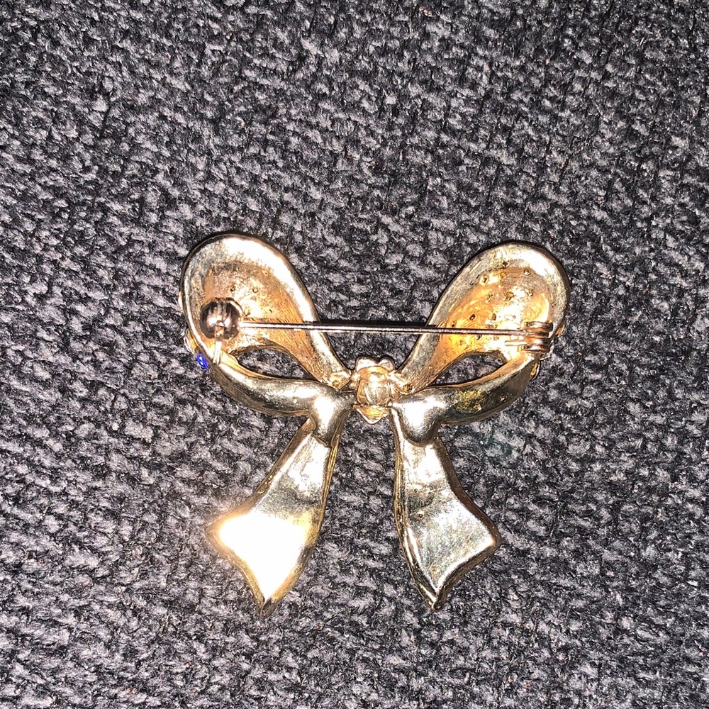 Colorful Rhinestone Bow Brooch - Picture 2 of 2